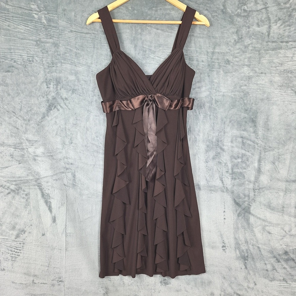 Vtg Womens Dress 10 Brown Babydoll Y2K Ruffles Coquette Fairy Grunge Whimsigoth